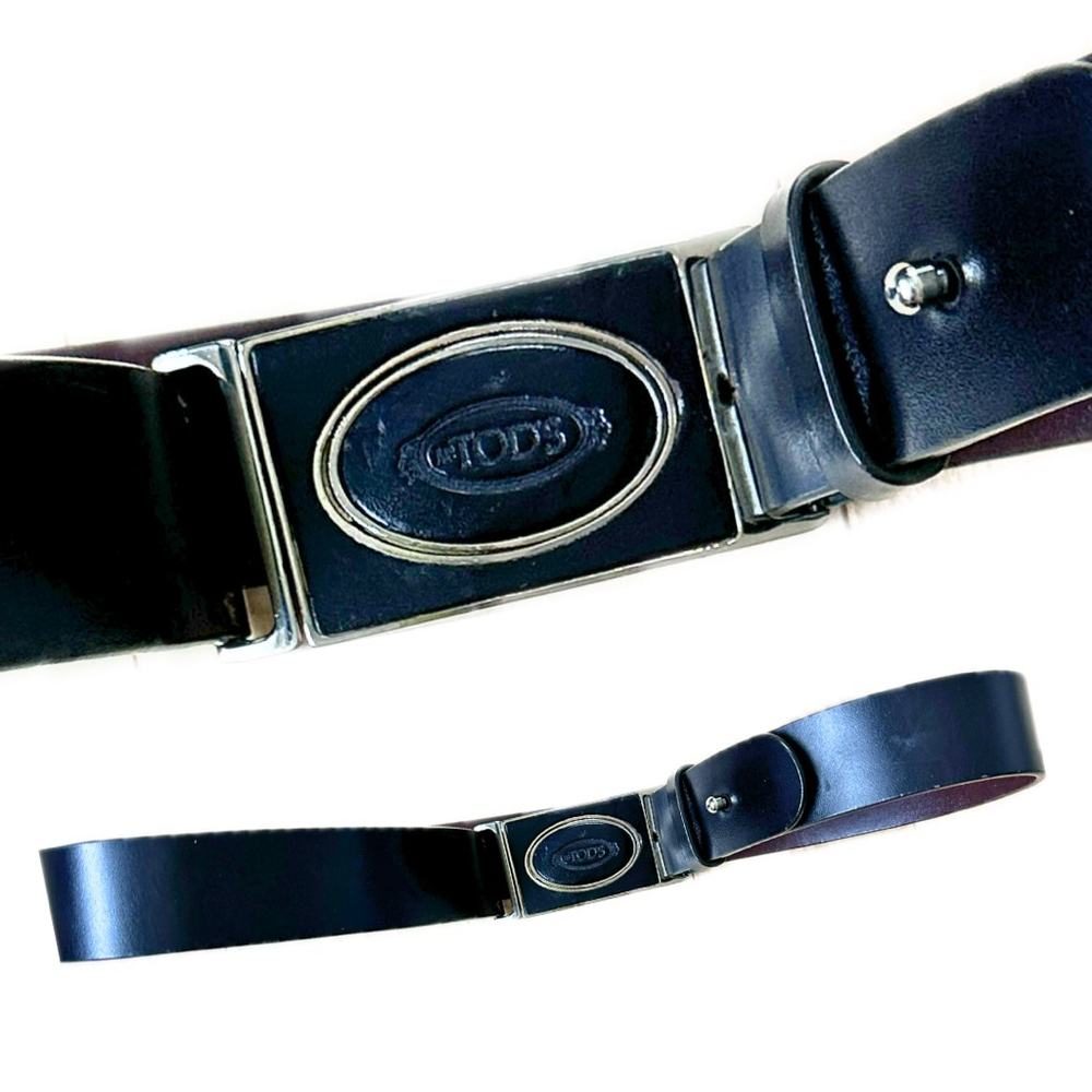 Tod’s Vintage Leather Belt Black Made in Italy Men 70 28 Logo Buckle
